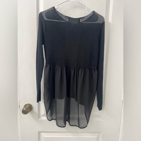 Zara Knit Semi See-Through Black Sheer Blouse (Size S) - Picture 5 of 8